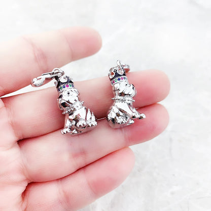 Fashion Bulldog With Crown Pendant Charm