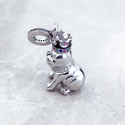 Fashion Bulldog With Crown Pendant Charm