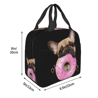 French Bulldog Lovers Sweet Pink Donuts Insulated Lunch Bag