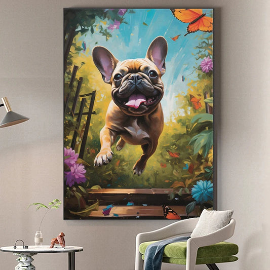 French Bulldog Abstract Canvas Painting Unframed