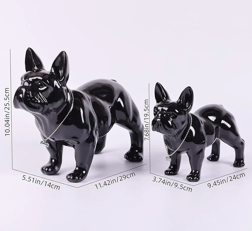 French Bulldog Electroplated Golden and Silver Statue