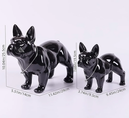 French Bulldog Electroplated Golden and Silver Statue