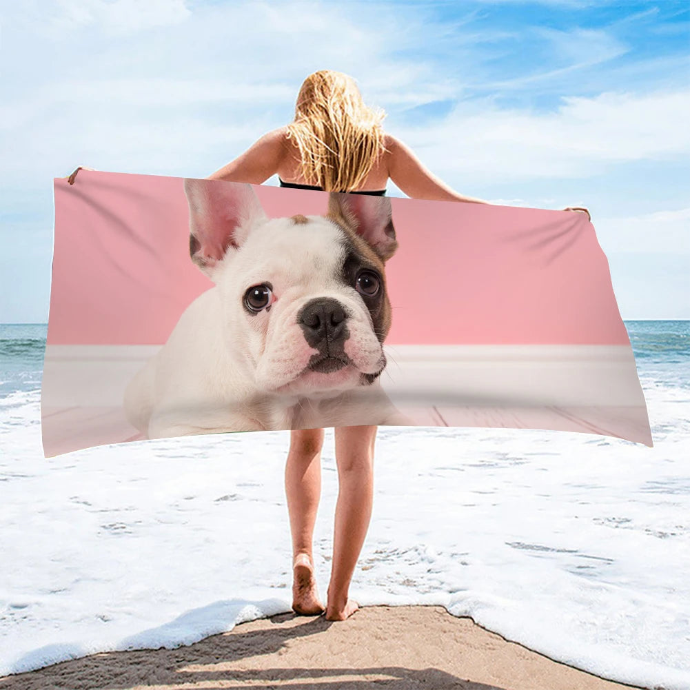 Cute French Bulldogs Beach Towel