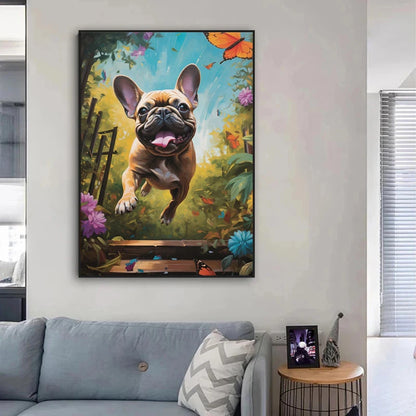 French Bulldog Abstract Canvas Painting Unframed