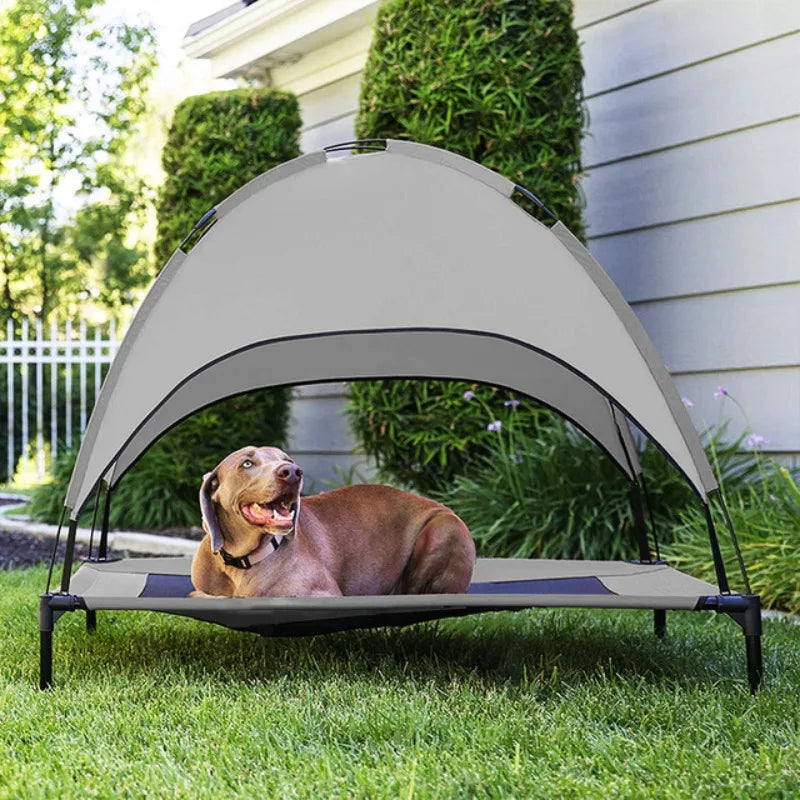 French Bulldog Elevated Pet Bed  Indoor/Outdoor Mesh Camping Tent With Canopy Cover