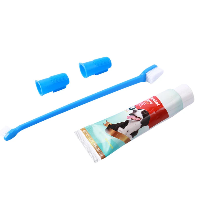 Dog Teeth Cleaning Kit (Toothpaste, Soft Long Toothbrush & Finger Toothbrush)