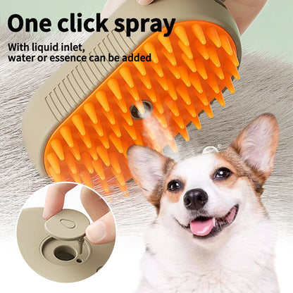 Electric  Steam Dog Brush with 360° Rotating Handle 3 in 1 Electric Spray