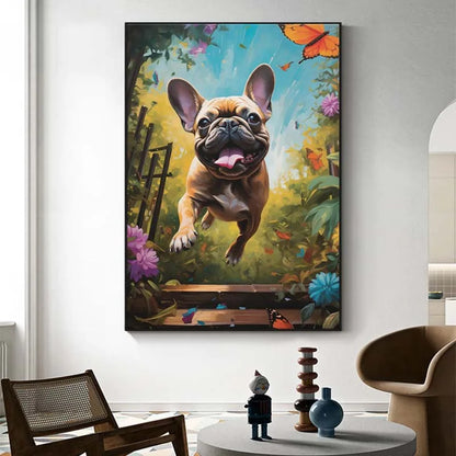 French Bulldog Abstract Canvas Painting Unframed