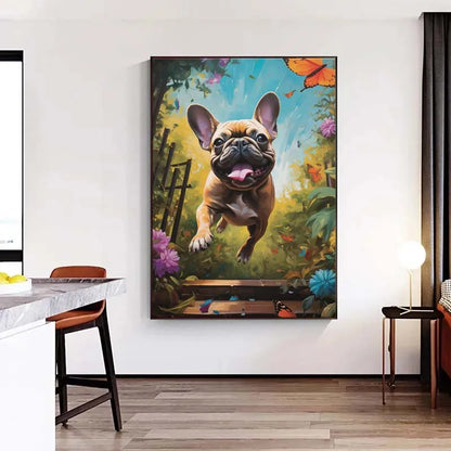 French Bulldog Abstract Canvas Painting Unframed