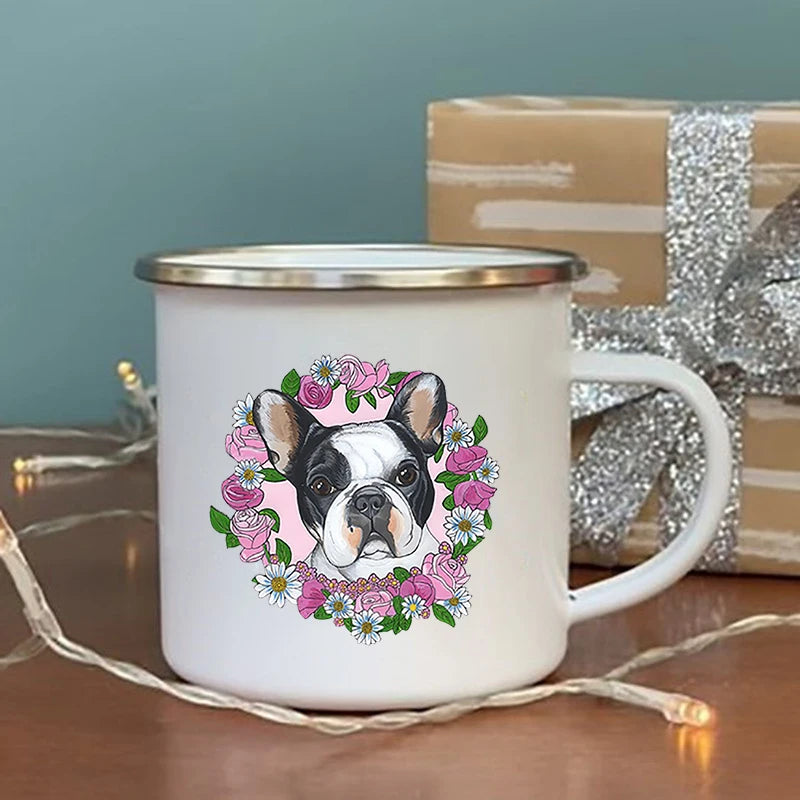 French Bulldog Print Enamel Mugs Creative Glass