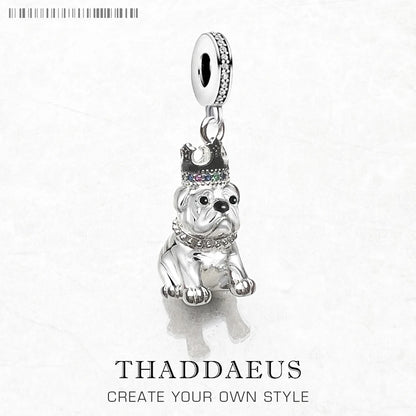 Fashion Bulldog With Crown Pendant Charm