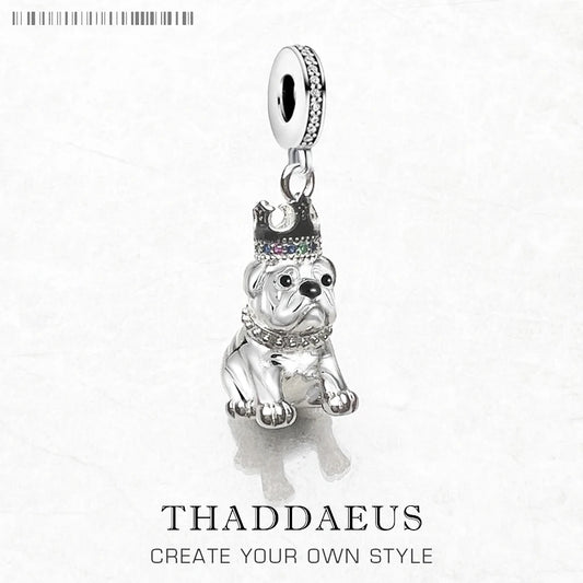 Fashion Bulldog With Crown Pendant Charm