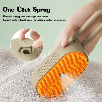 Steamy Dog Brush And  Electric Spray 3 in1 Removing Tangled and Loose Hair