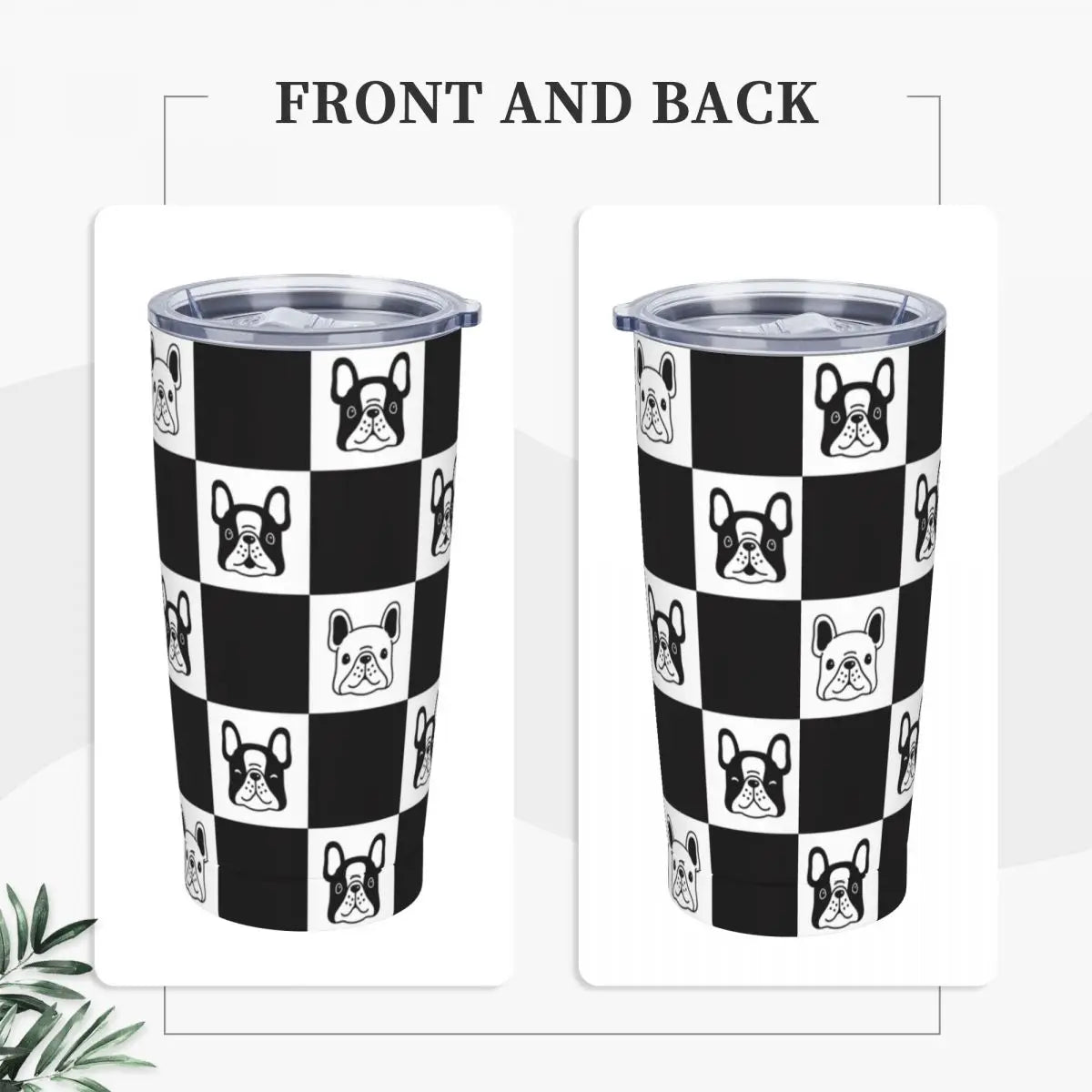 French Bulldog Checked 20 Oz Tumbler