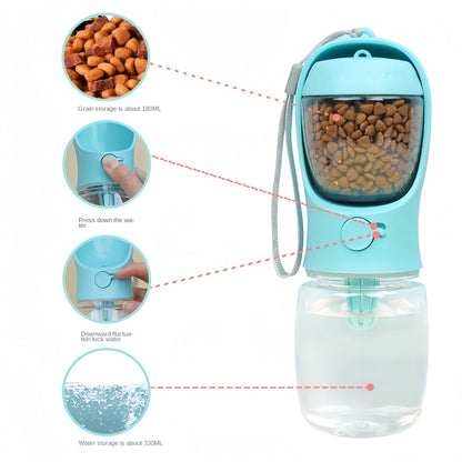 Portable Dog Water Bottle with Food and Water Container