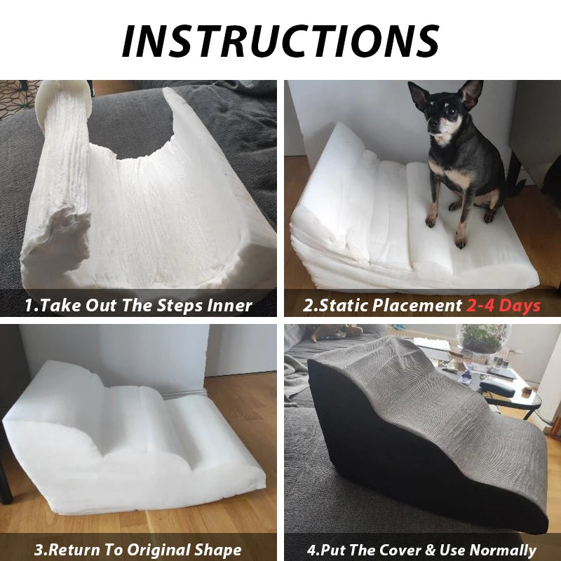 CAWAYI KENNEL Memory Foam 2/3/4 Steps Stairs  Anti-slip