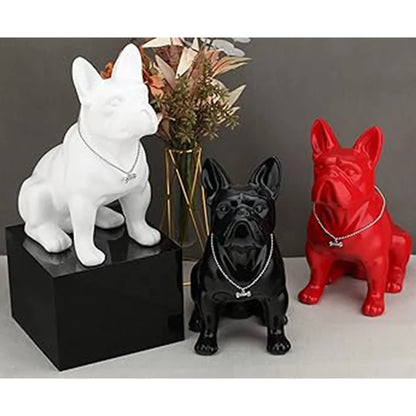 French Bulldog Electroplated Golden and Silver Statue