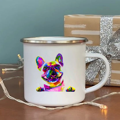 French Bulldog Print Enamel Mugs Creative Glass