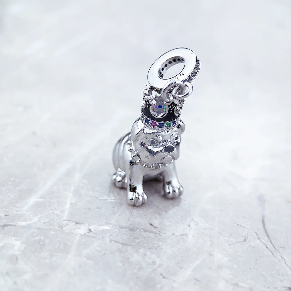 Fashion Bulldog With Crown Pendant Charm